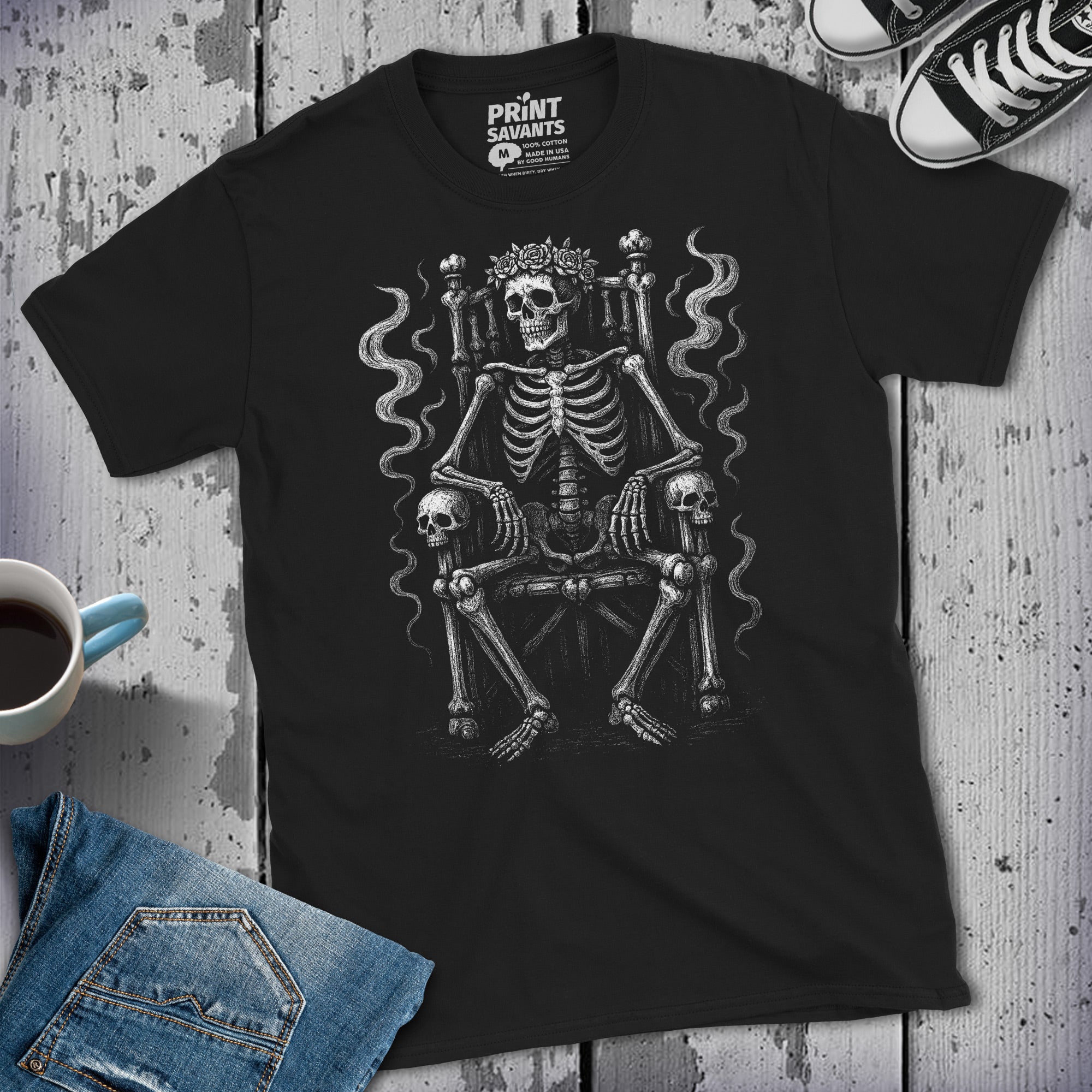 King of The Dead Skeleton Throne T-Shirt