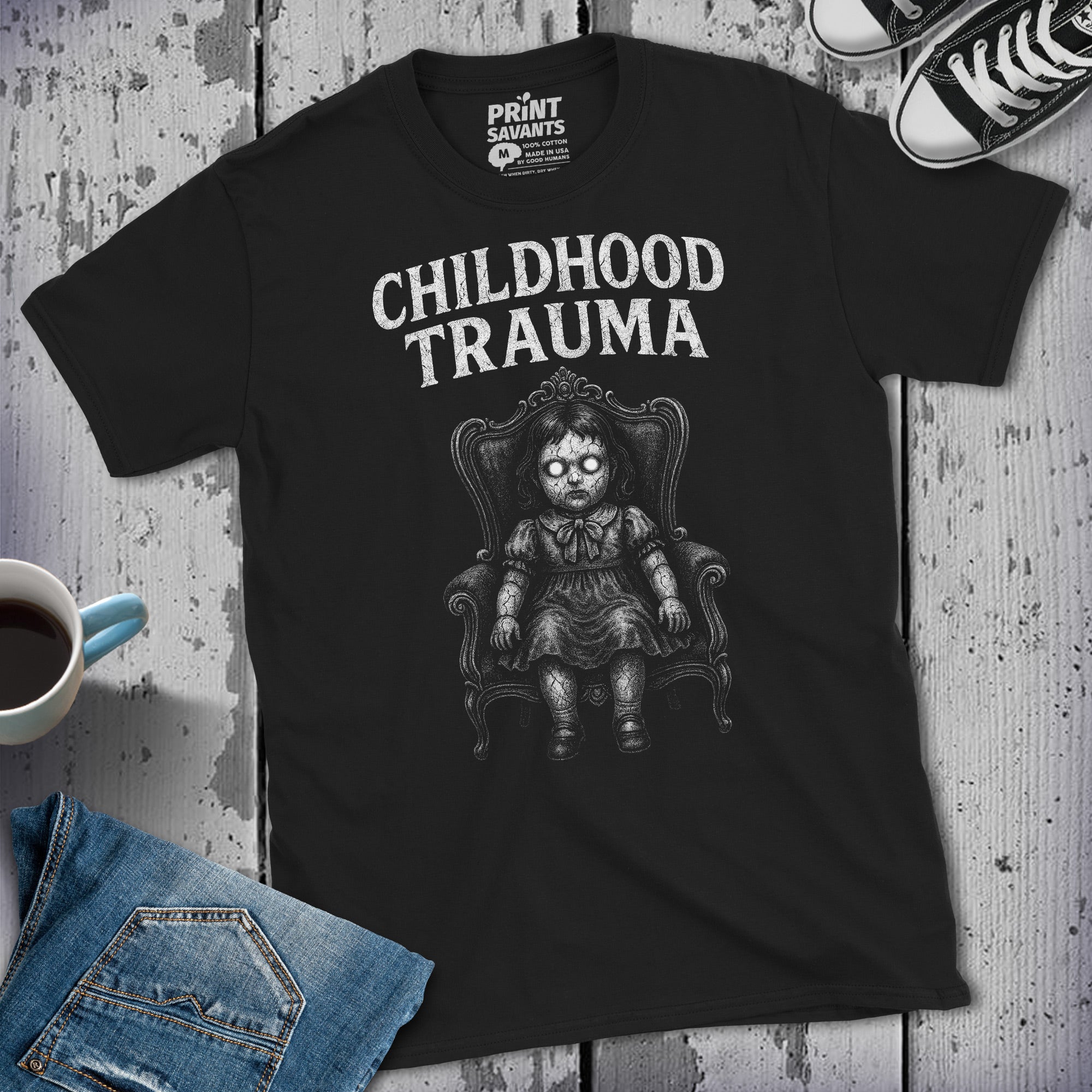 Childhood Trauma Creepy Doll T-Shirt