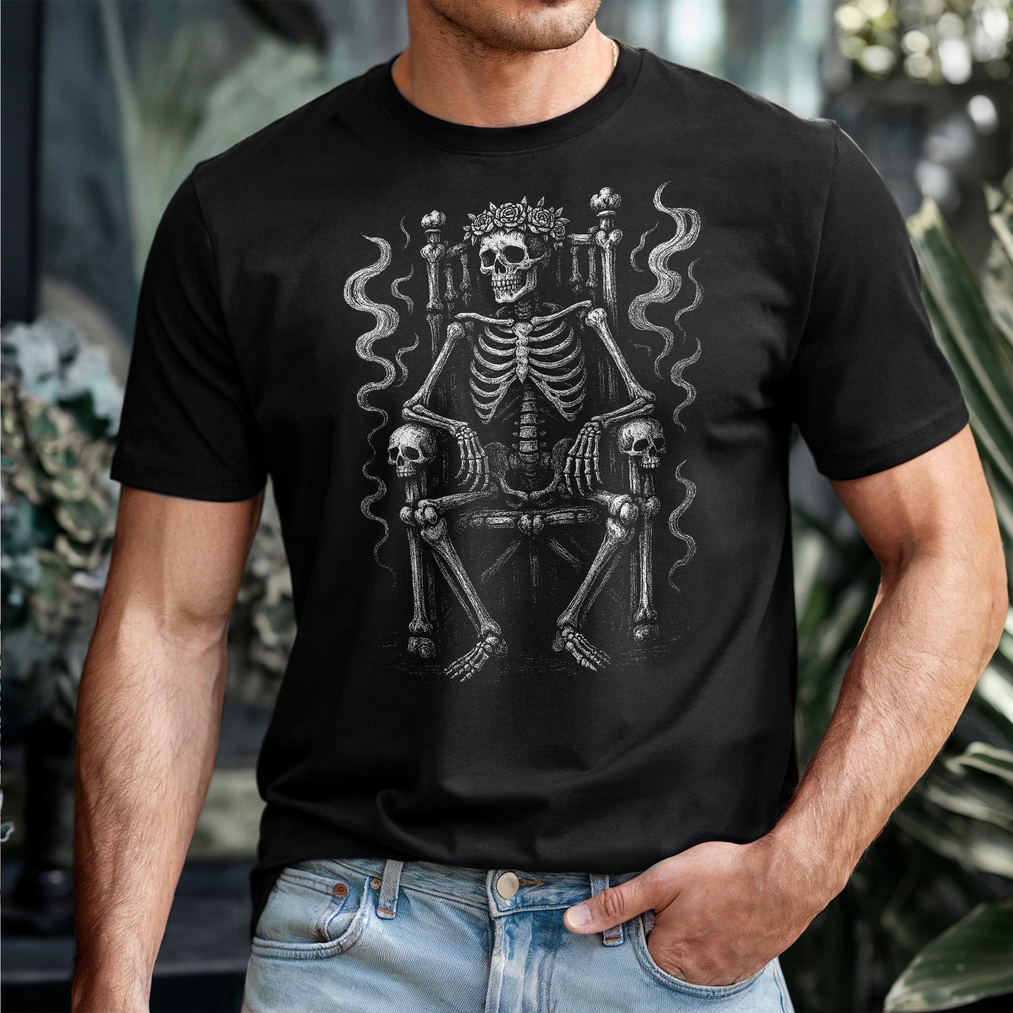 King of The Dead Skeleton Throne T-Shirt