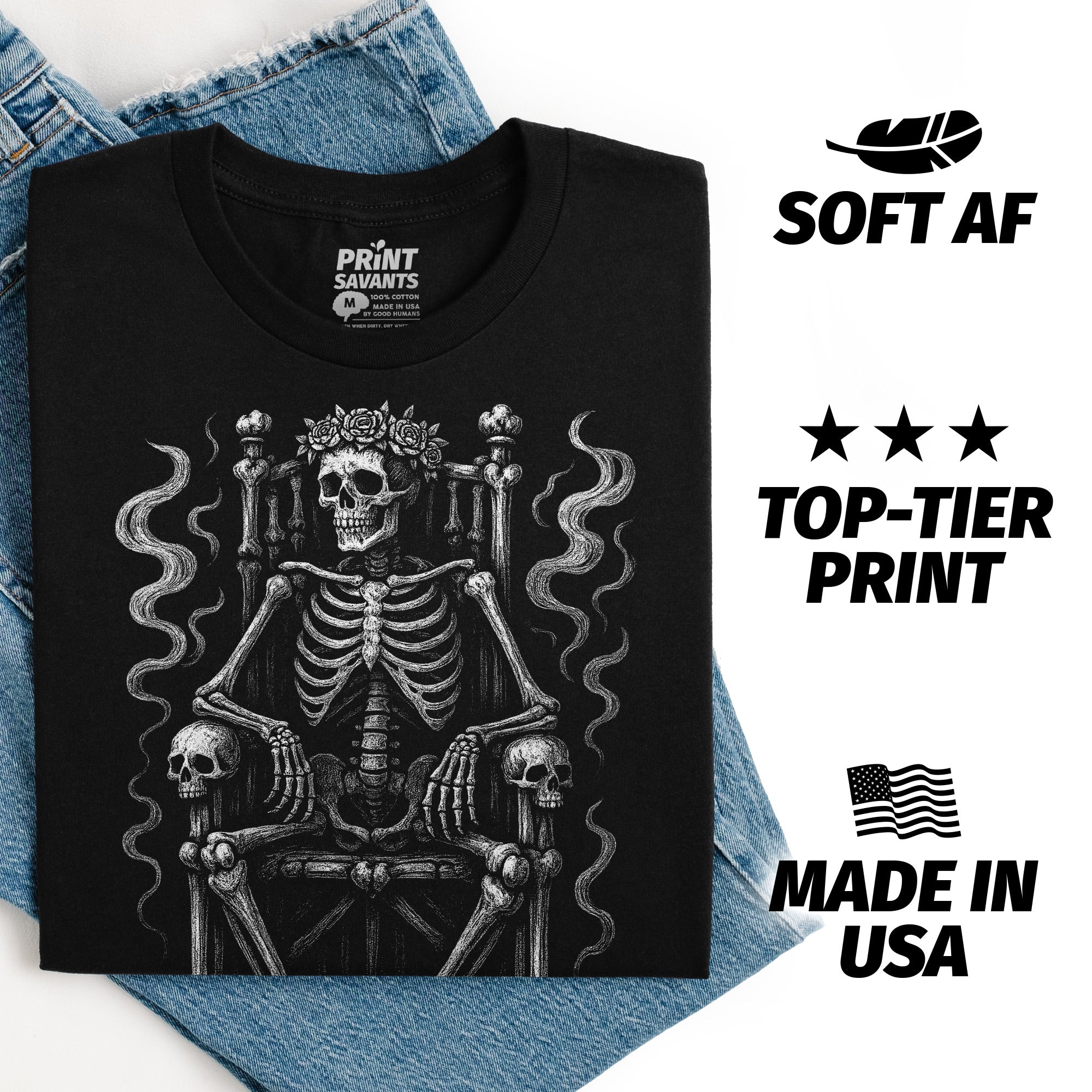 King of The Dead Skeleton Throne T-Shirt