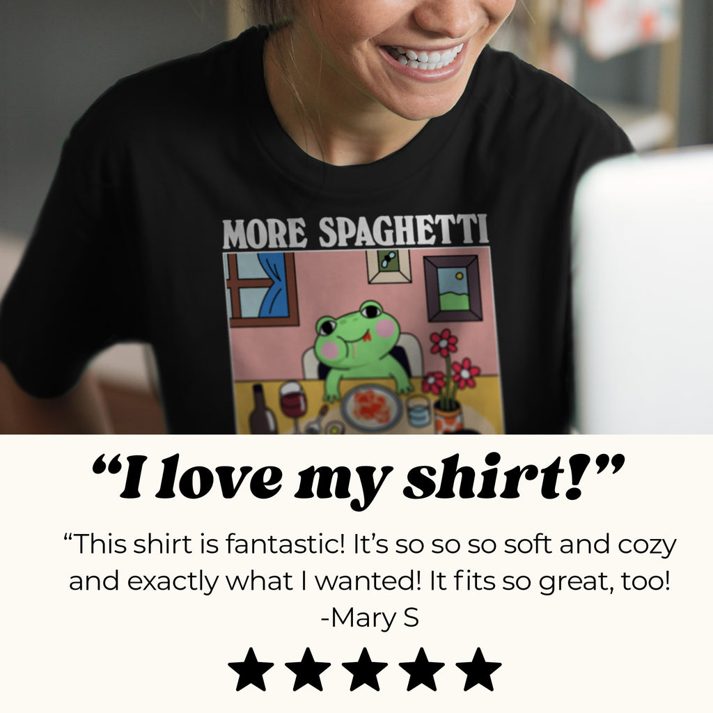 More Spaghetti Less Upsetti Frog T-Shirt
